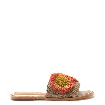 WOVEN RAFFIA AND ROPE FLAT SANDALS