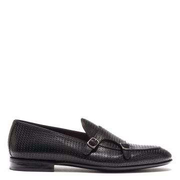 WEAVED LEATHER MONK STRAP SHOES