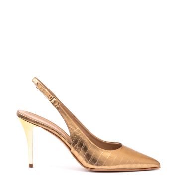 METALLIC LEATHER POINTED PUMPS