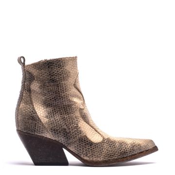 SNAKE EMBOSSED TEXAN ANKLE BOOTS