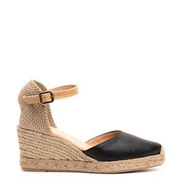 LEATHER WEDGED ESPADRILLES