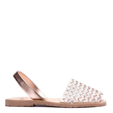 WEAVED LEATHER FLAT SANDALS