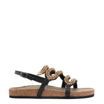 LEATHER SANDALS WITH CRYSTALS