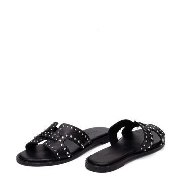LEATHER FLAT SANDALS 71610346