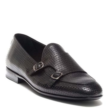 WEAVED LEATHER MONK STRAP SHOES