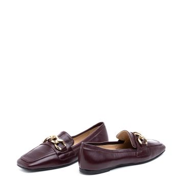 LEATHER CHAIN LOAFERS