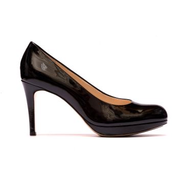 PATENT LEATHER ROUND TOE PUMPS