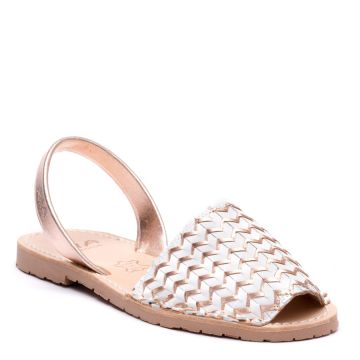 WEAVED LEATHER FLAT SANDALS