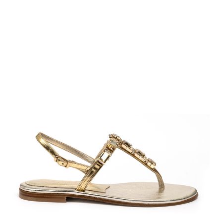 EMBELLISHED LEATHER THONG SANDALS