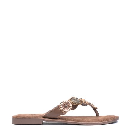 LEATHER FLAT SLIDES
