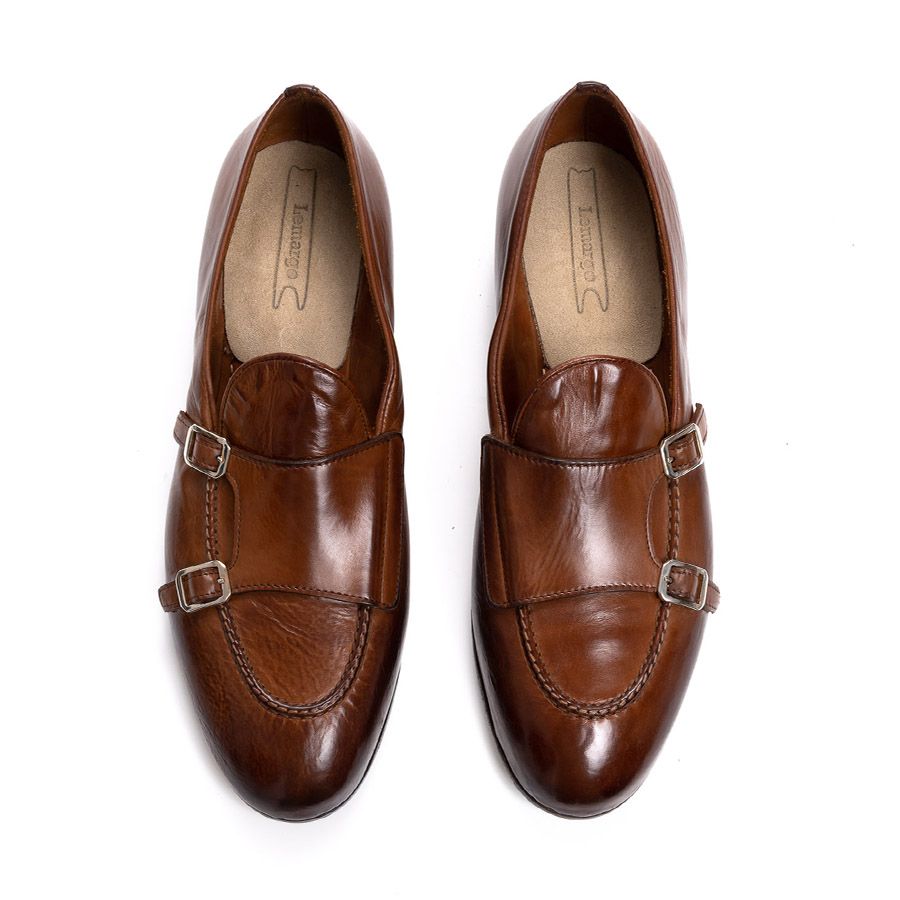 HANDCRAFTED LEATHER MONK STRAP SHOES 04A 