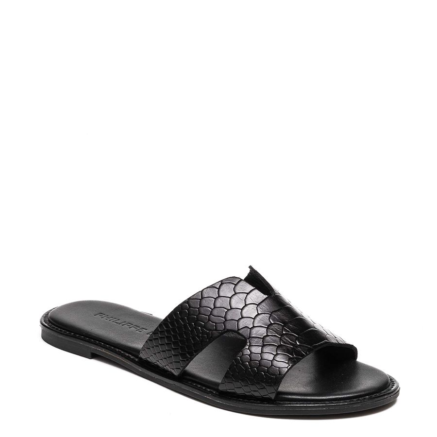 LEATHER FLAT SANDALS 71610141C