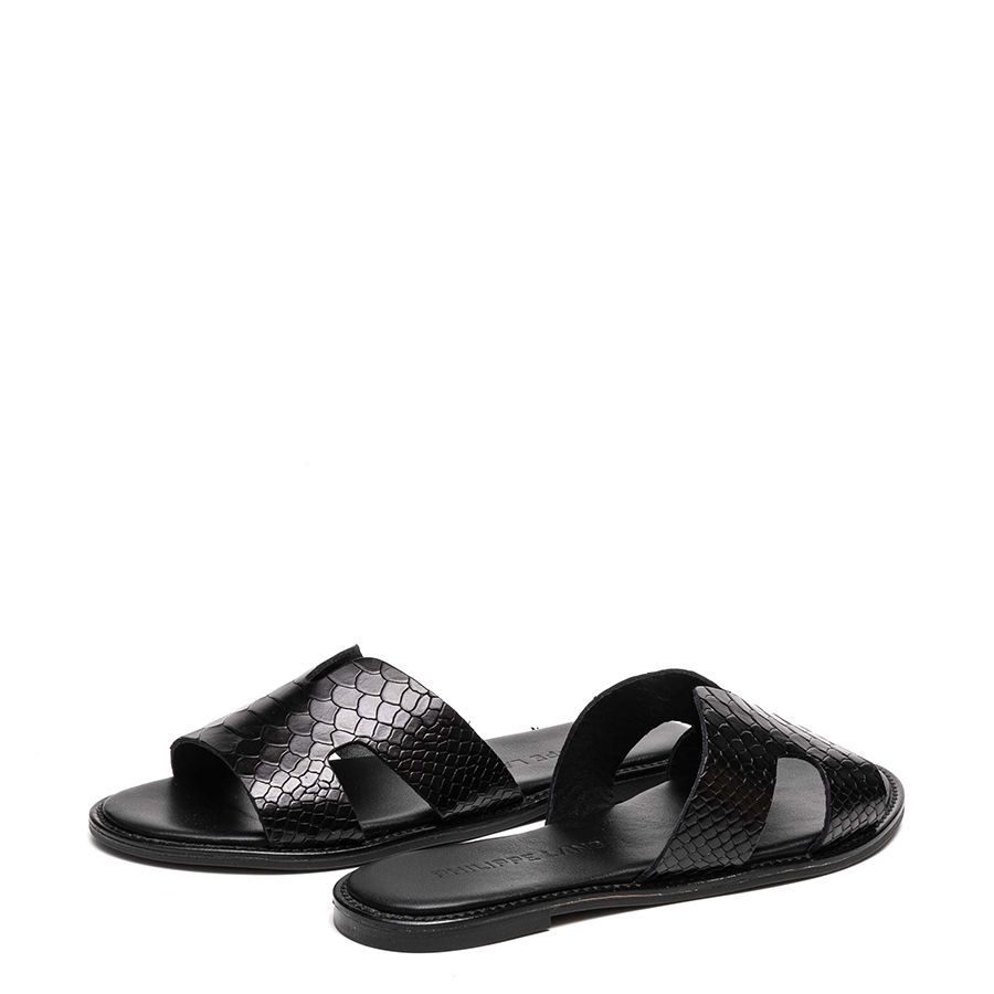 LEATHER FLAT SANDALS 71610141C