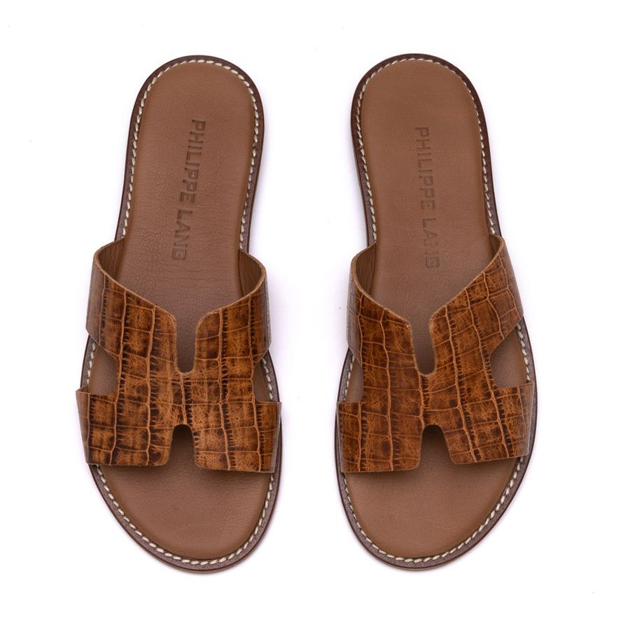 LEATHER FLAT SANDALS 71610141C