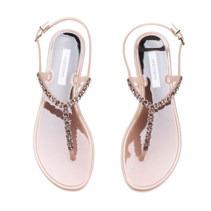 CRYSTAL EMBELLISHED THONG SANDALS 102SW