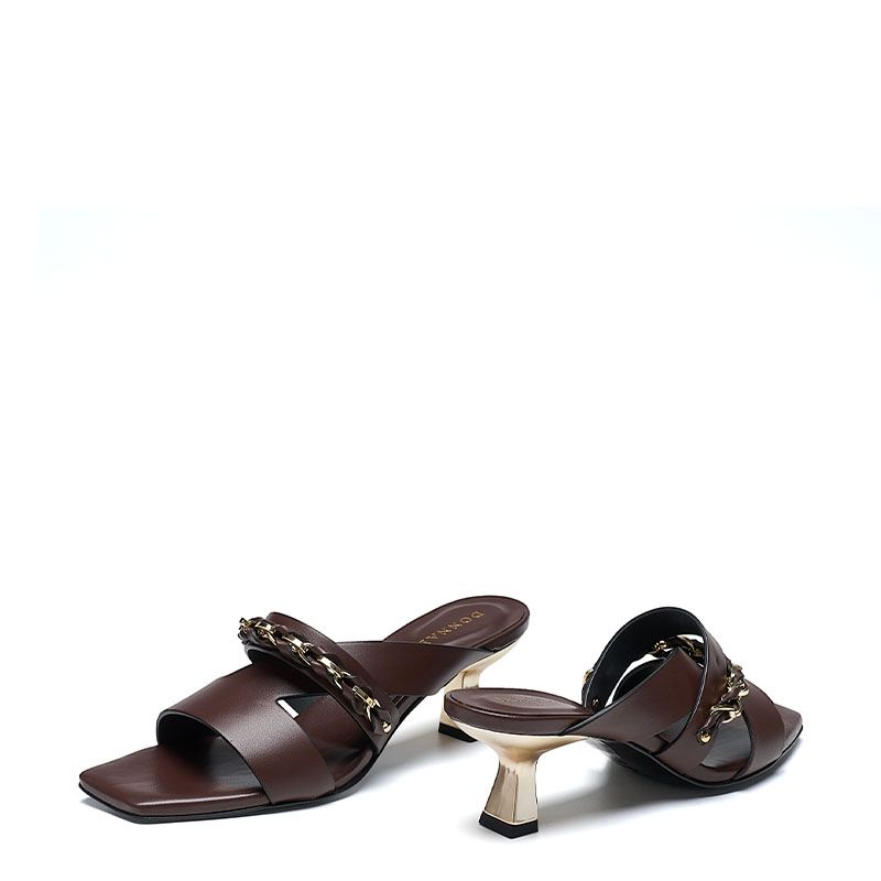 LEATHER MID-HEEL MULES 34G