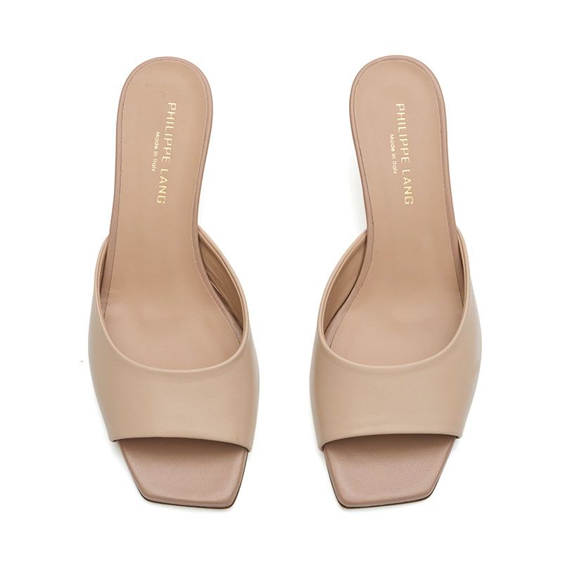 LEATHER MID-HEEL MULES 400457