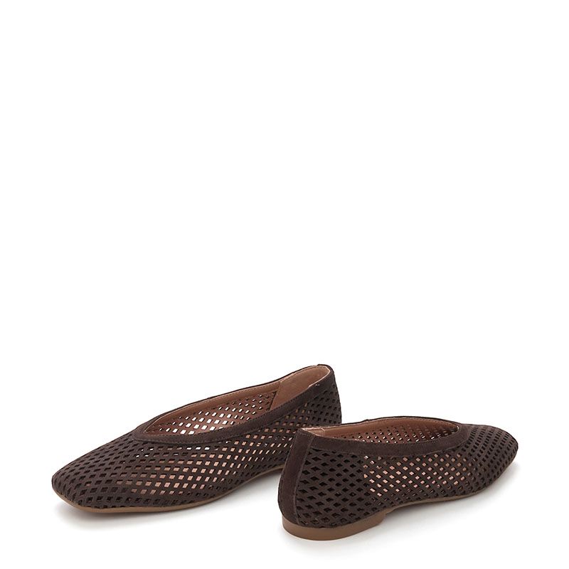 SUEDE PERFORATED BALLERINA FLATS 57071