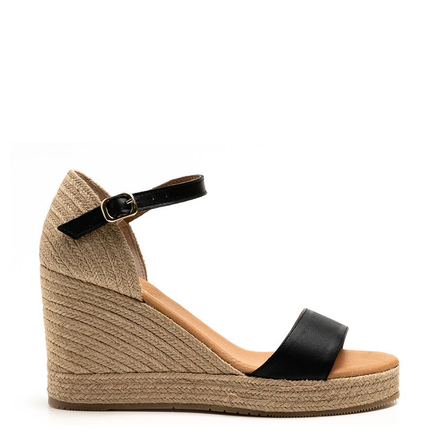 LEATHER WEDGED ESPADRILLES