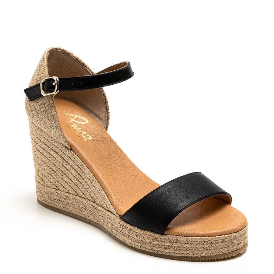 LEATHER WEDGED ESPADRILLES