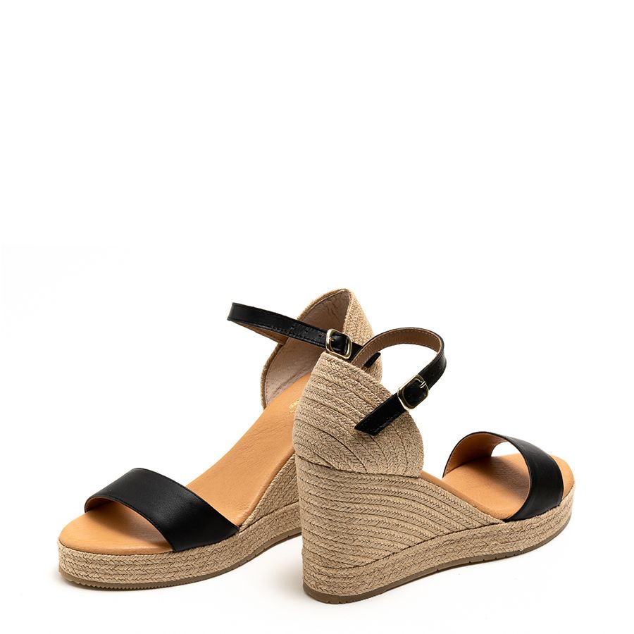 LEATHER WEDGED ESPADRILLES