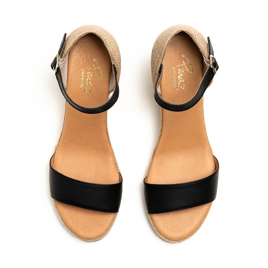 LEATHER WEDGED ESPADRILLES
