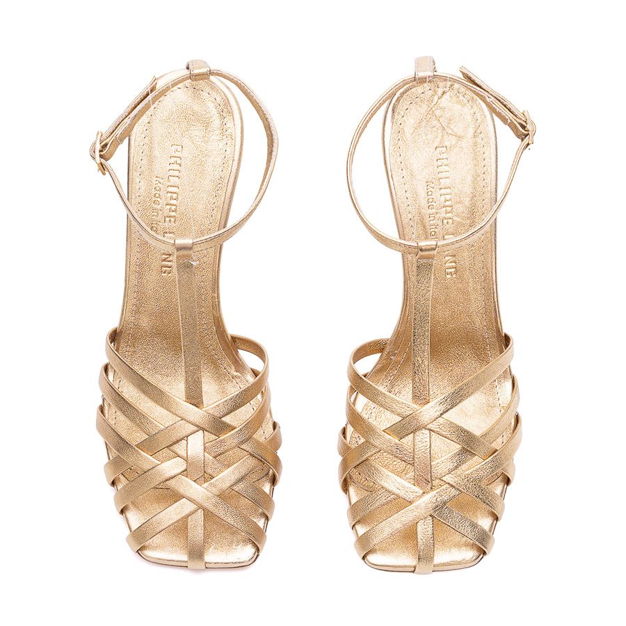 METALLIC LEATHER SANDALS 391868