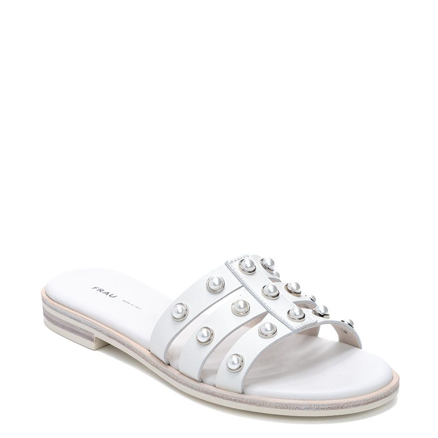 LEATHER FLAT SLIDES 86P3