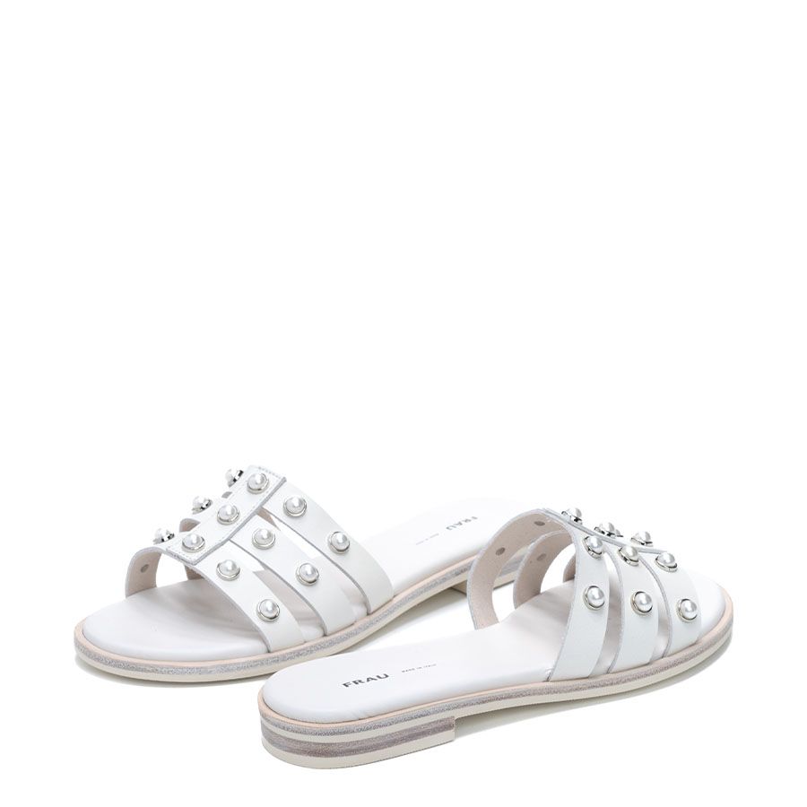 LEATHER FLAT SLIDES 86P3