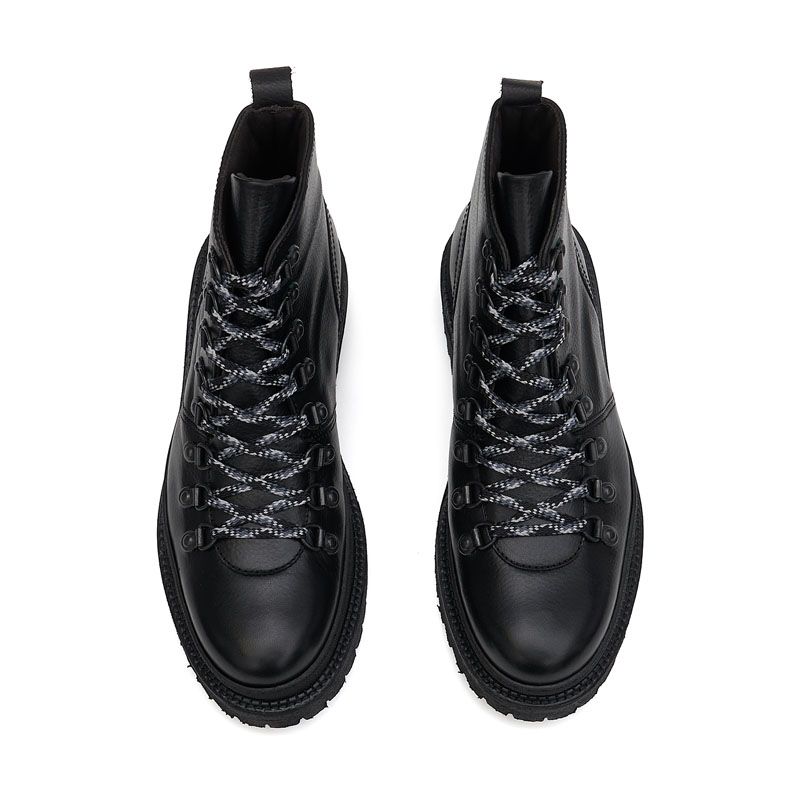 LEATHER LACE UP ANKLE BOOTS