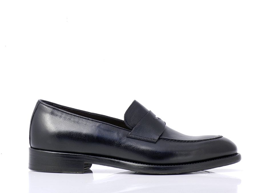 HANDCRAFTED LEATHER LOAFERS 010258R/nero