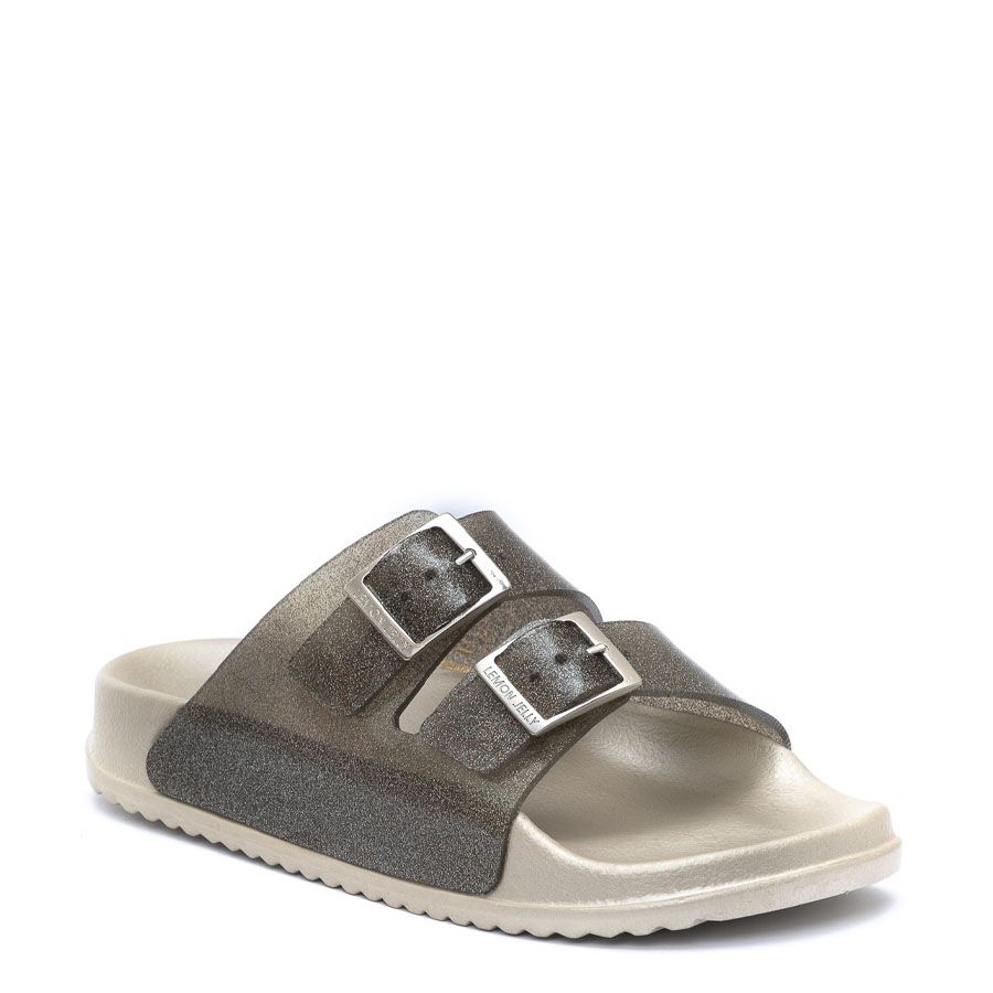 GLITTERED SLIDE SANDALS