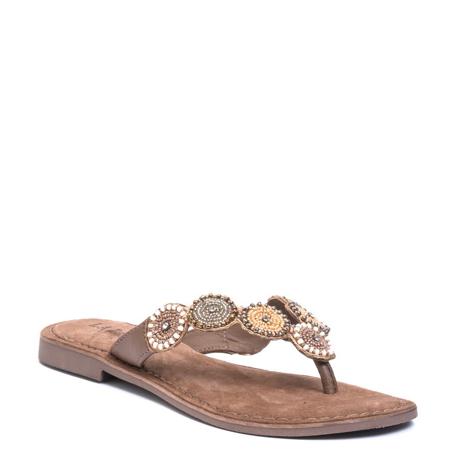 LEATHER FLAT SLIDES