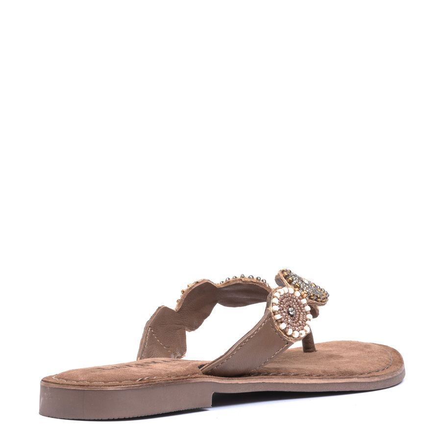 LEATHER FLAT SLIDES
