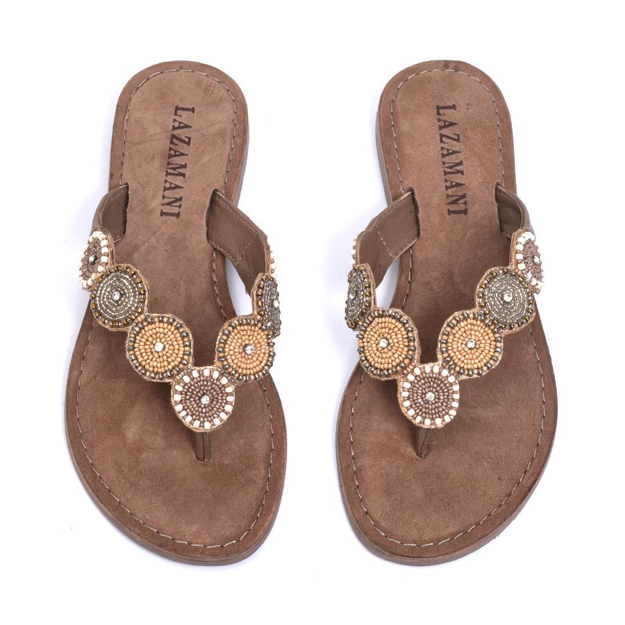 LEATHER FLAT SLIDES