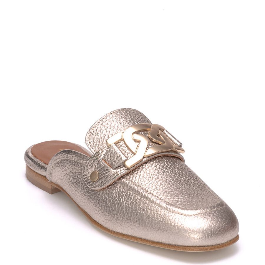 LEATHER FLAT MULES MARTINA