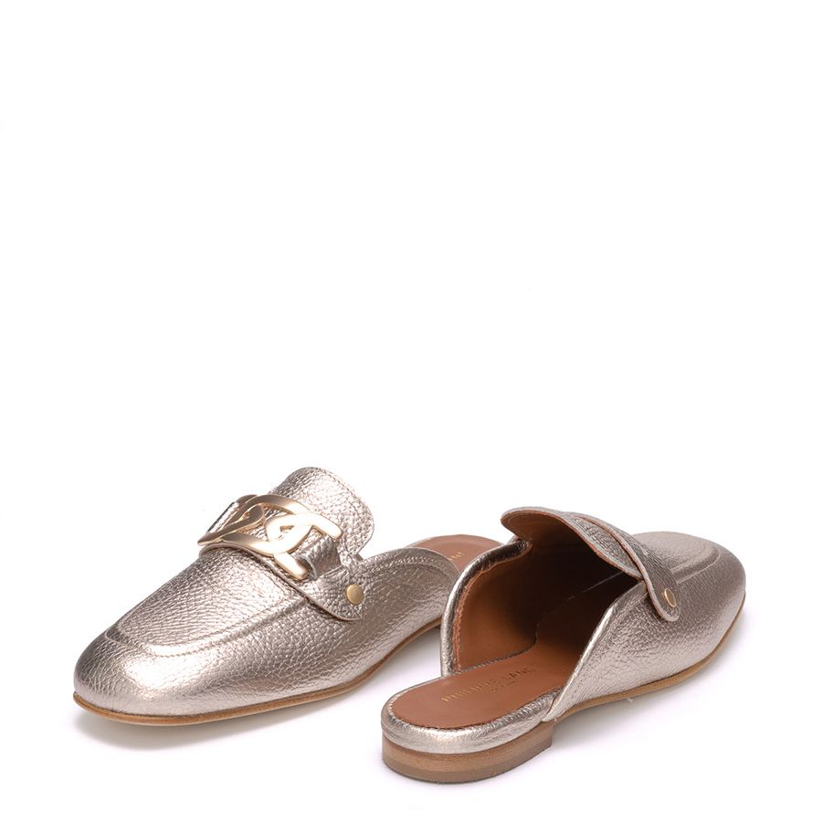 LEATHER FLAT MULES MARTINA