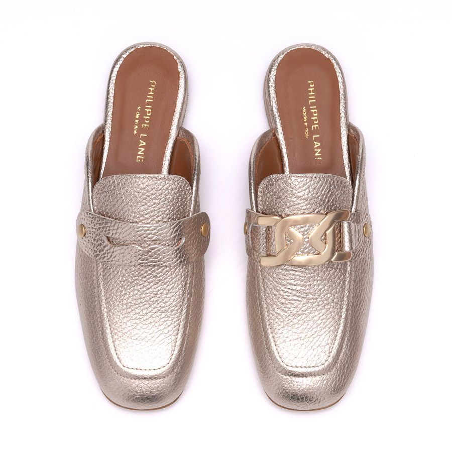 LEATHER FLAT MULES MARTINA